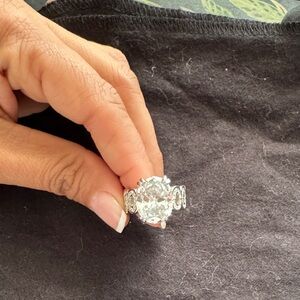 Park Lane Silver Ring with Clear Gemstone